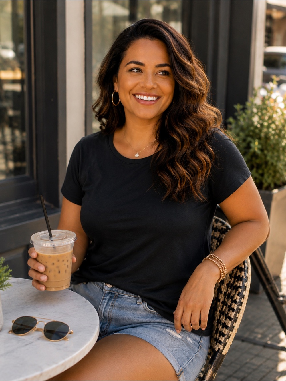 GAP Women's Black Scoop Neck Short Sleeve Tee